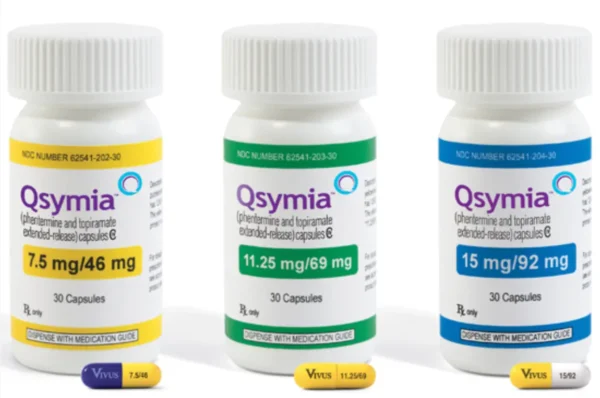 Qsymia (phentermine and topiramate) packaging for weight management, supporting weight loss efforts available to buy online.